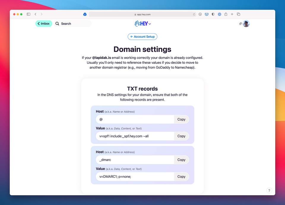 HEY for Work Domains